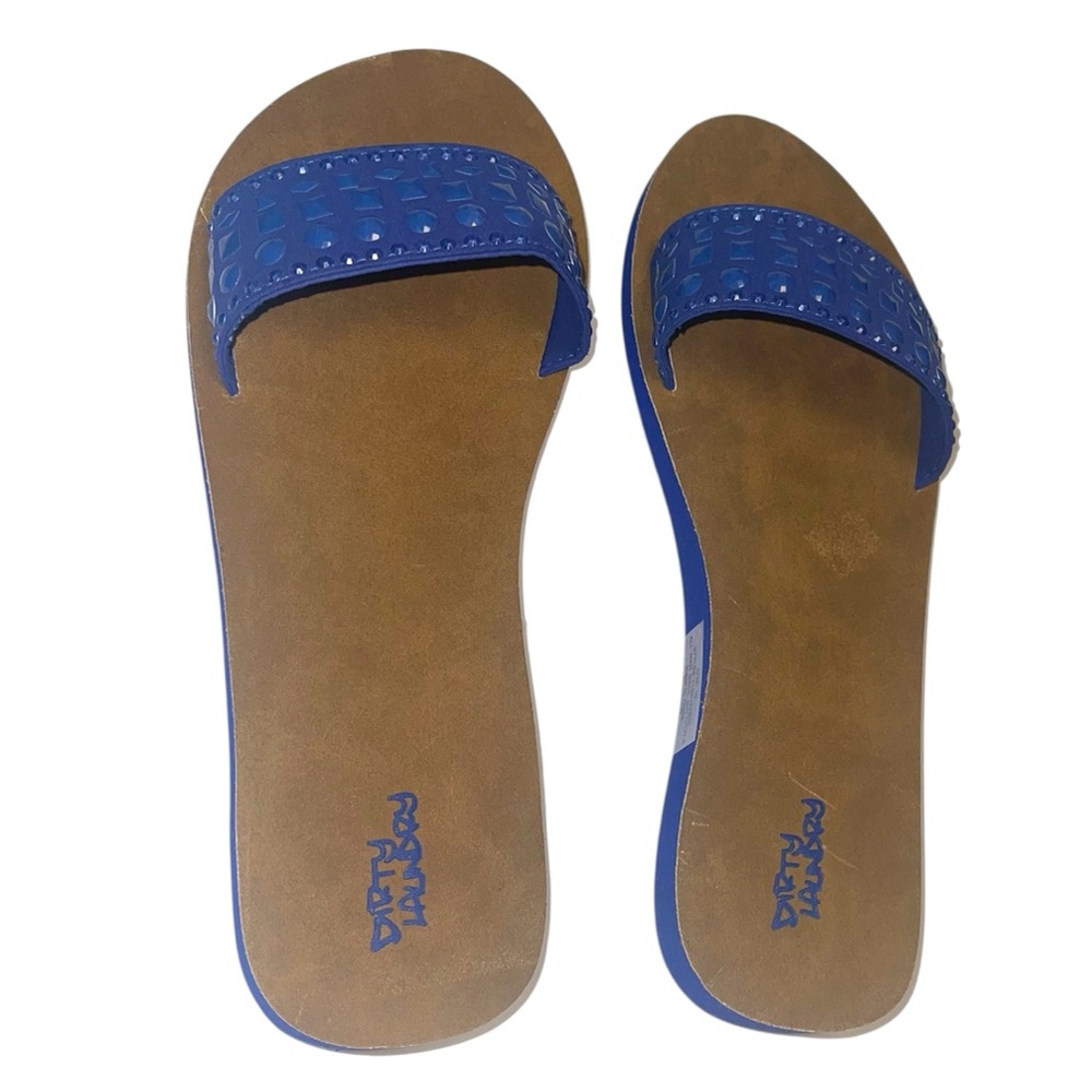 DIRTY LAUNDRY SLIDE STUDDED FLAT BEADS SANDALS CASUAL WOMEN BLUE COLOR SIZE 10 *